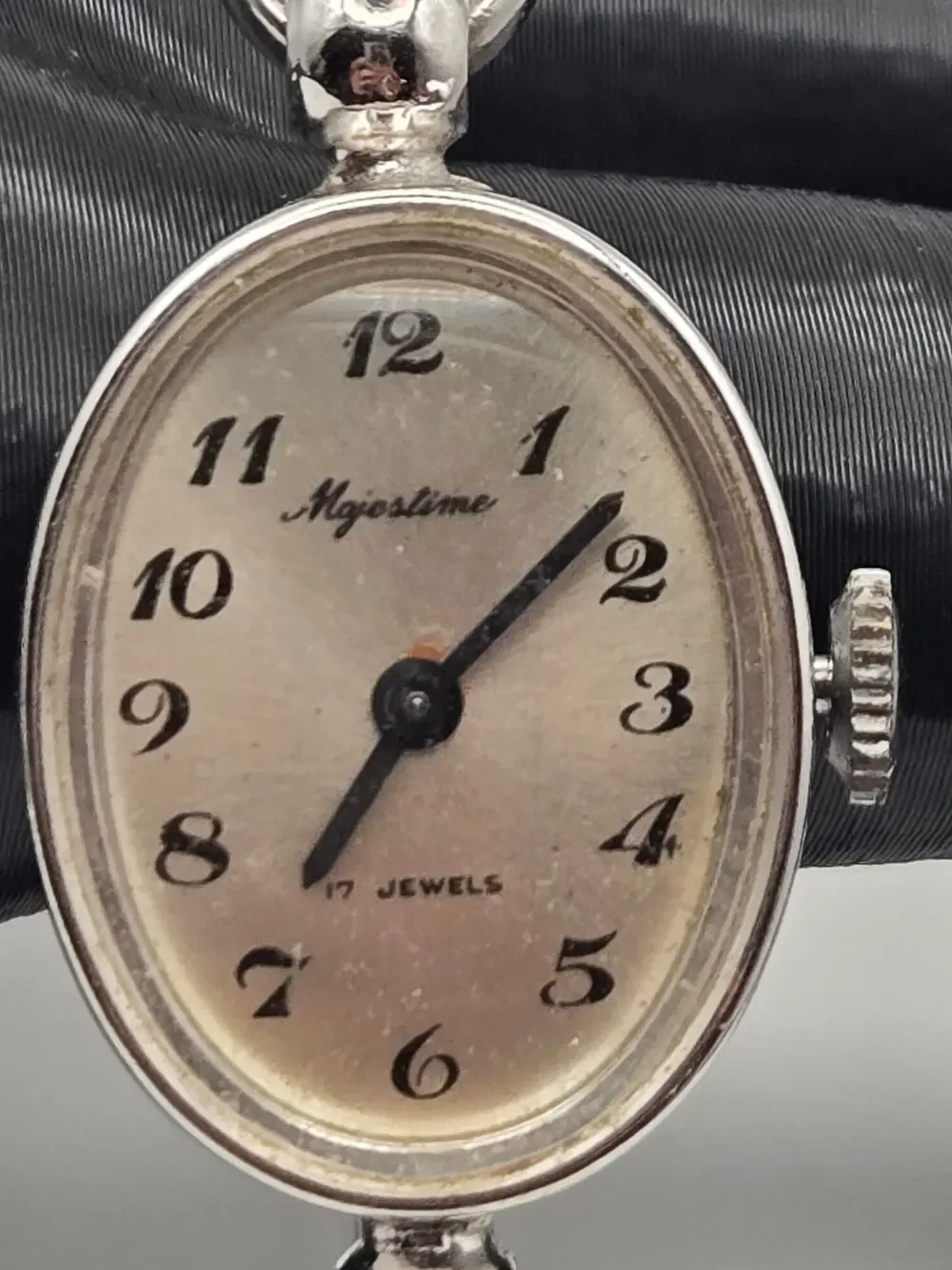 Vintage Majestime 17-jewel mechanical bangle watch.